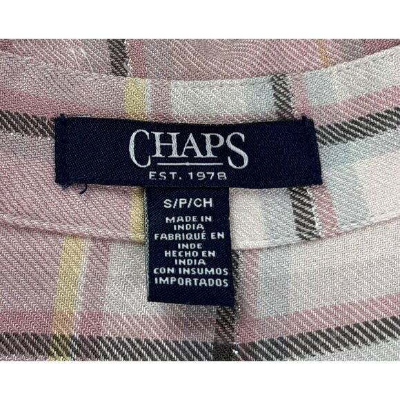 Chaps Womens Plaid Button Front Popover Flannel Top Size S Long Sleeve - Picture 7 of 9